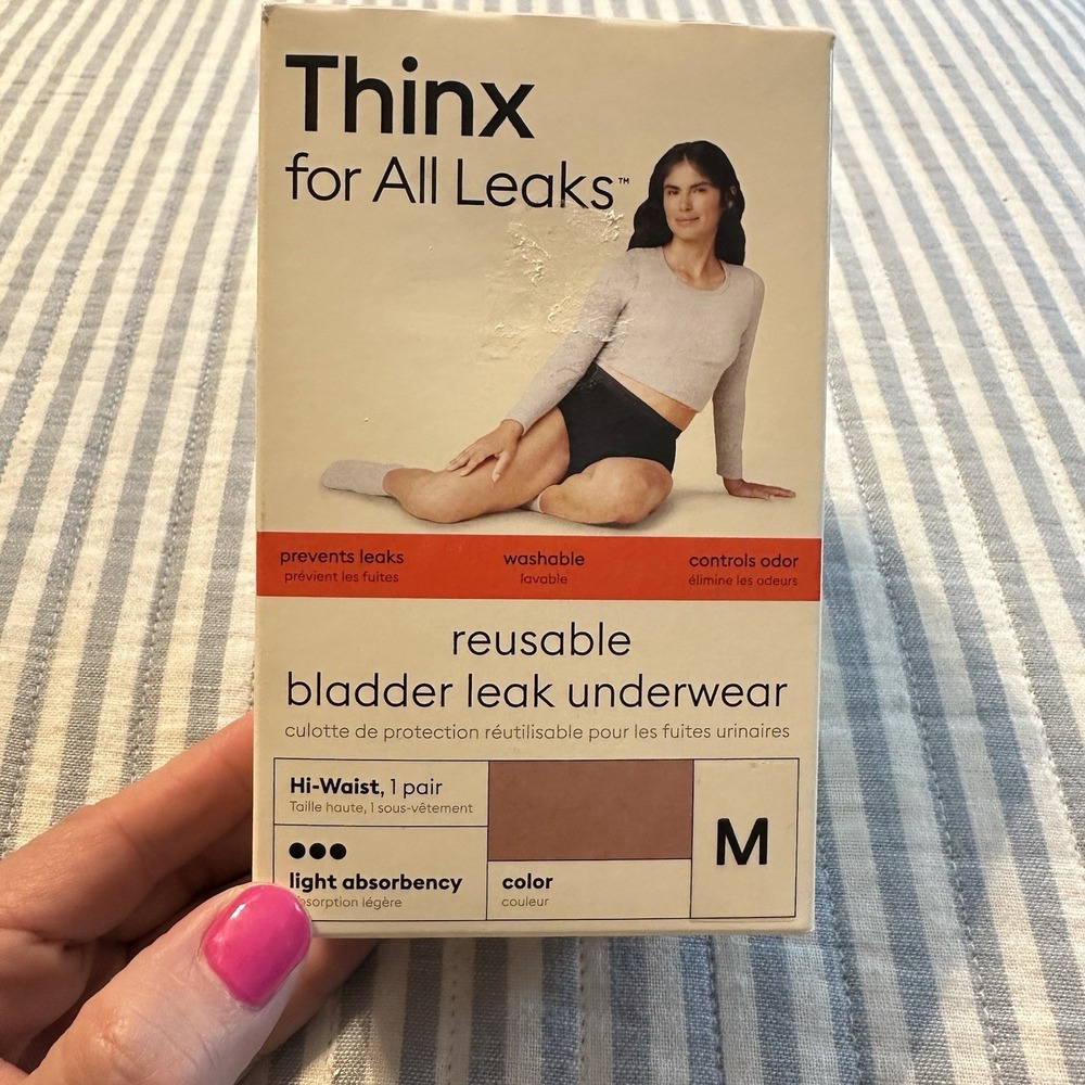 Thinx Leaks Underwear Reusable Bladder Leak, Hi-Waist, Light Absorbency, Rose M